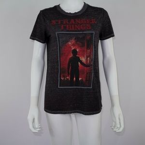 Stranger Things Burnt Out Tee Shirt Top Semi Sheer
